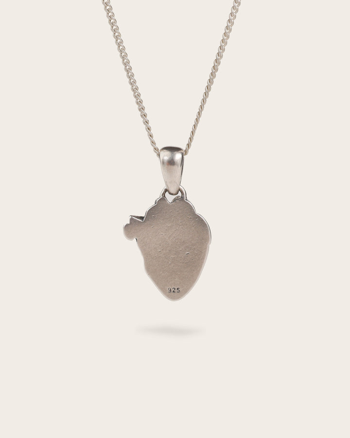 EYE HEART PENDANT WITH BLUE STONE IN SILVER