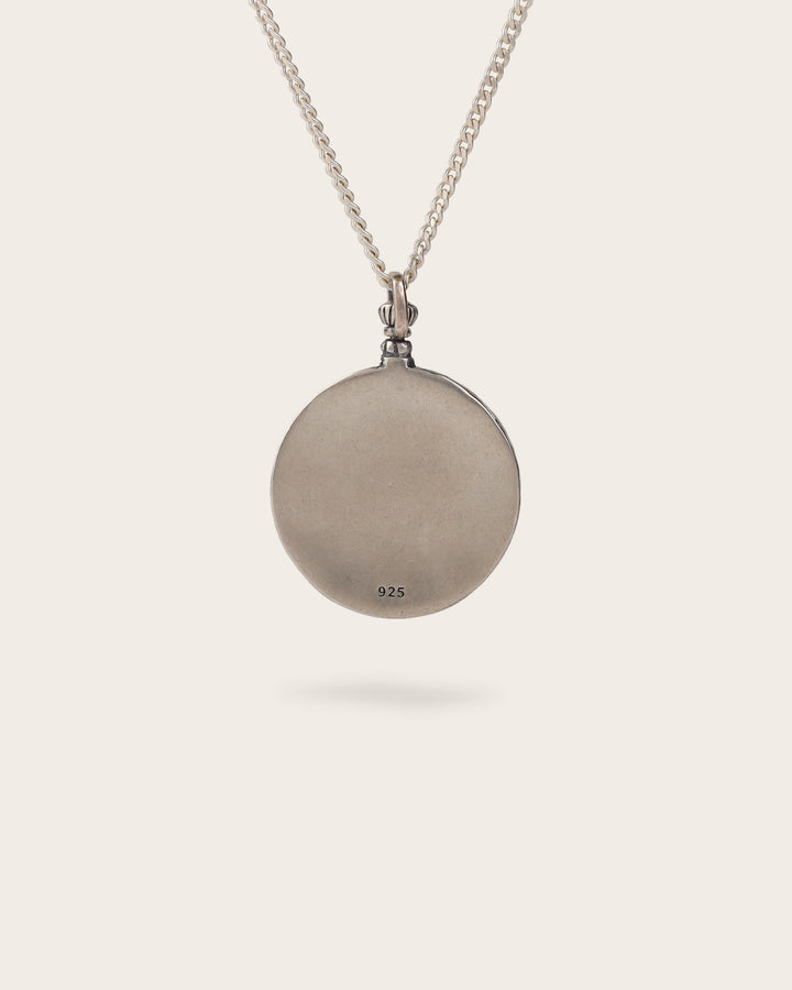 CRACKED CLOCK COMPASS NECKLACE IN SILVER