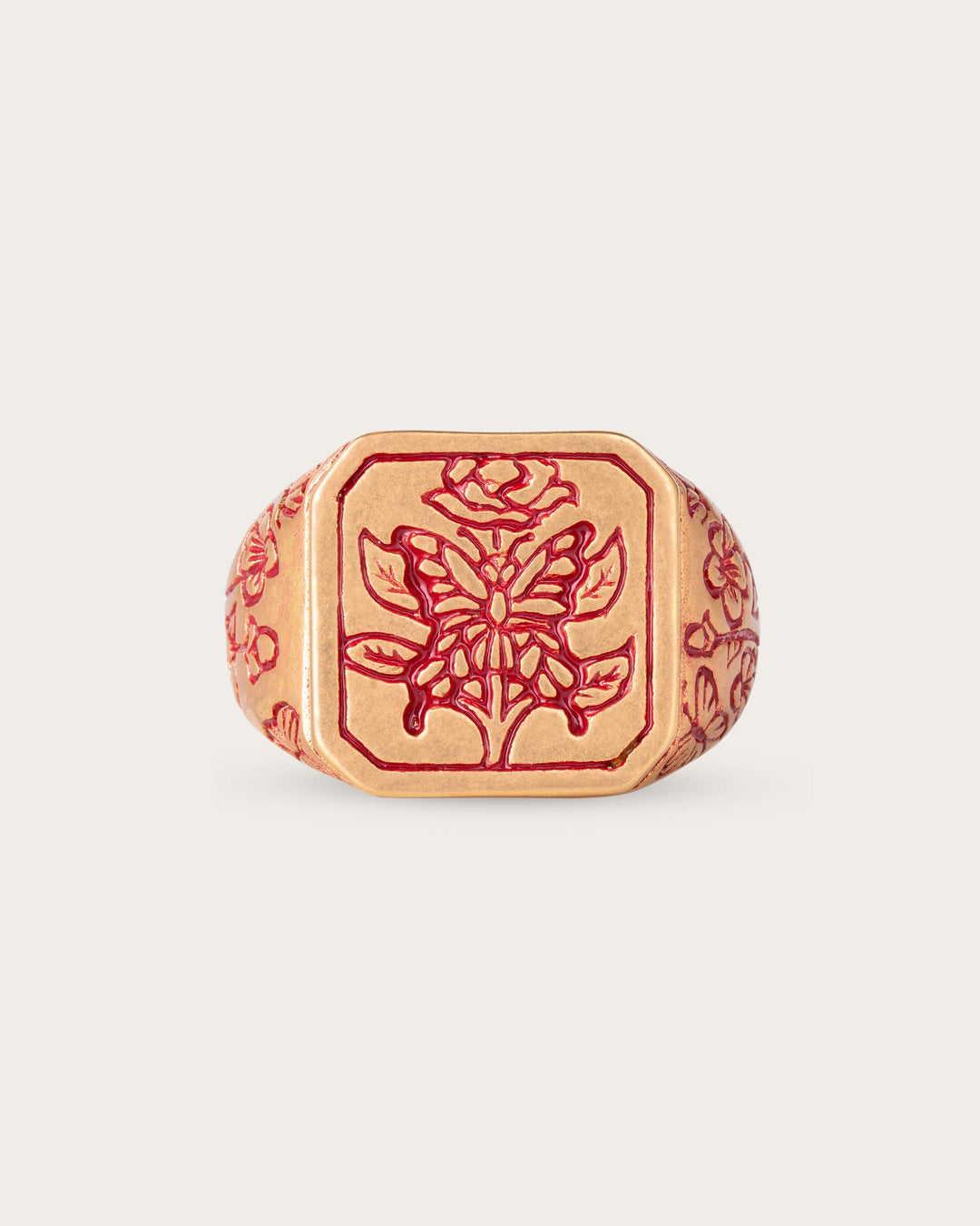 RED BUTTERFLY RING IN GOLD