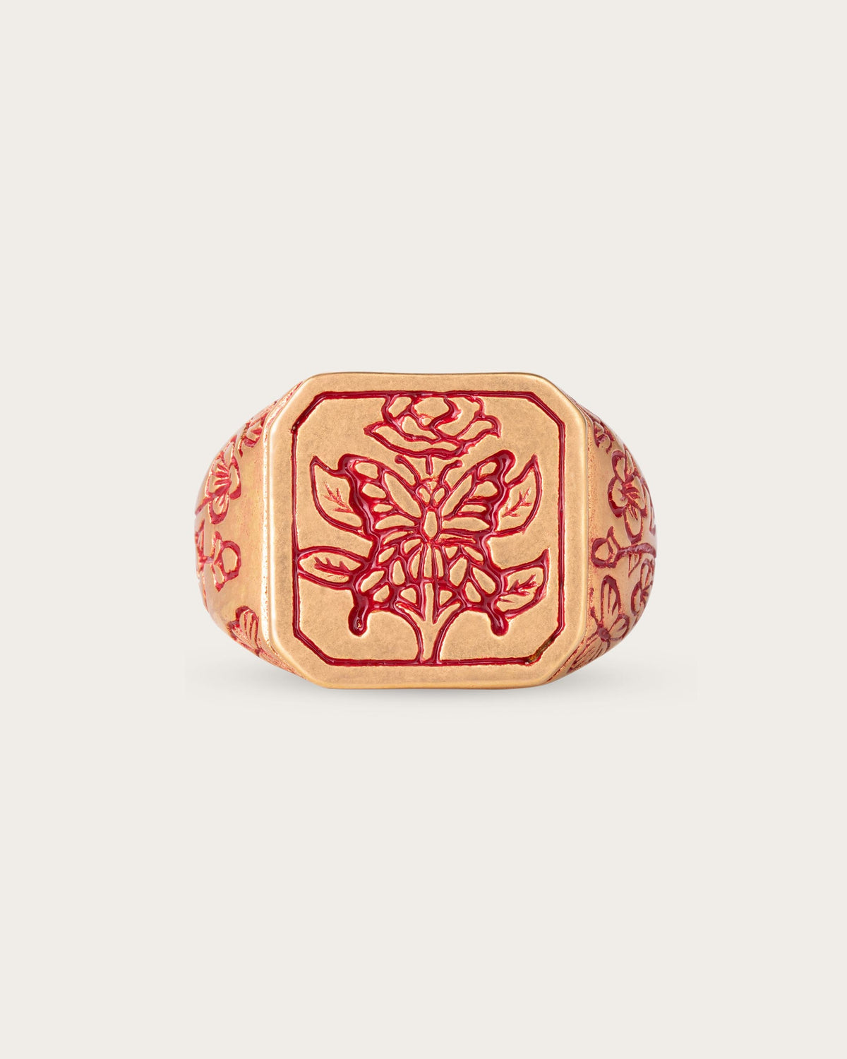 RED BUTTERFLY RING IN GOLD