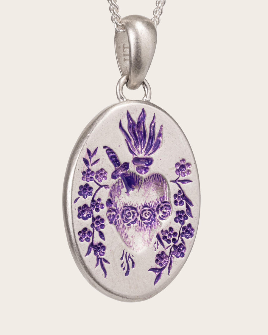 PURPLE HEART PENDANT IN SILVER