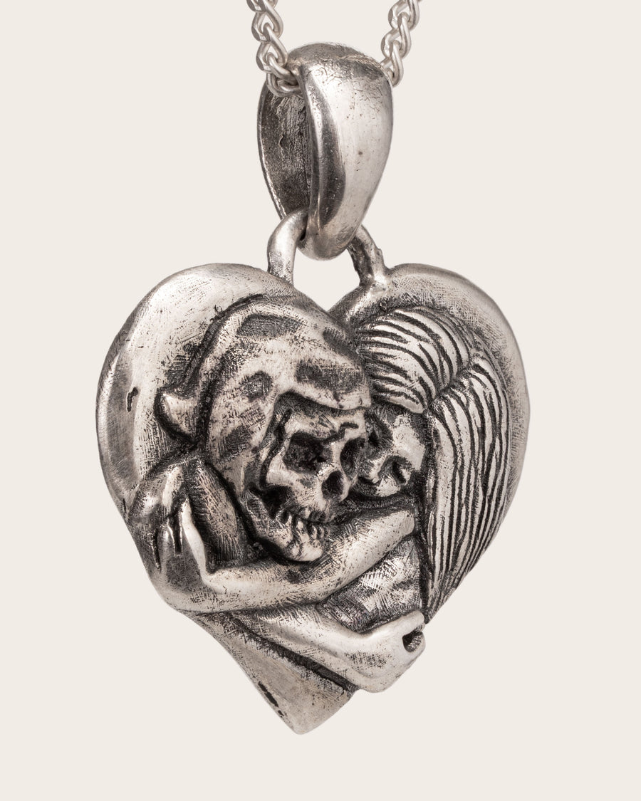 GRIM REAPER HEART PENDANT IN SILVER