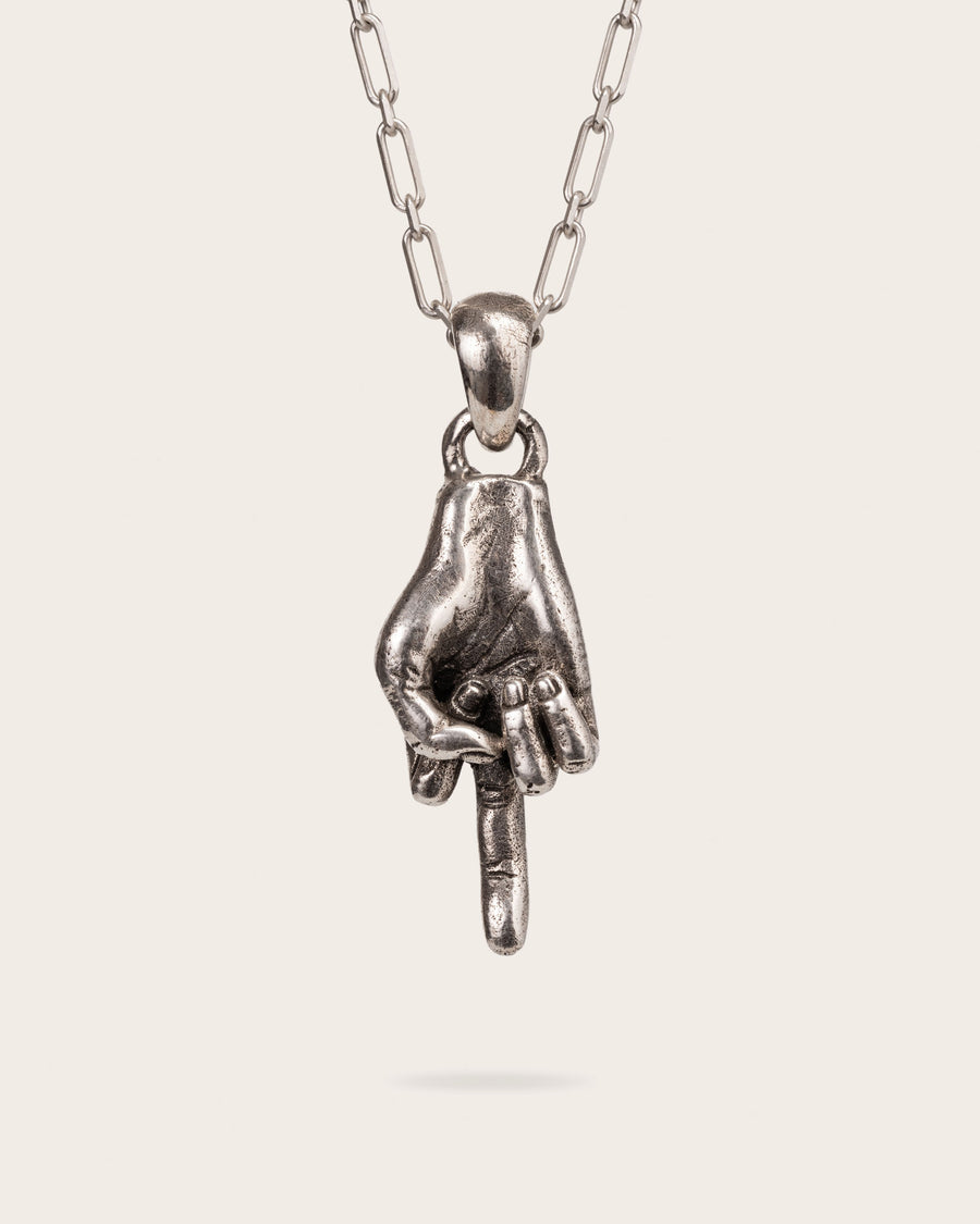 MIDDLE FINGER PENDANT IN SILVER