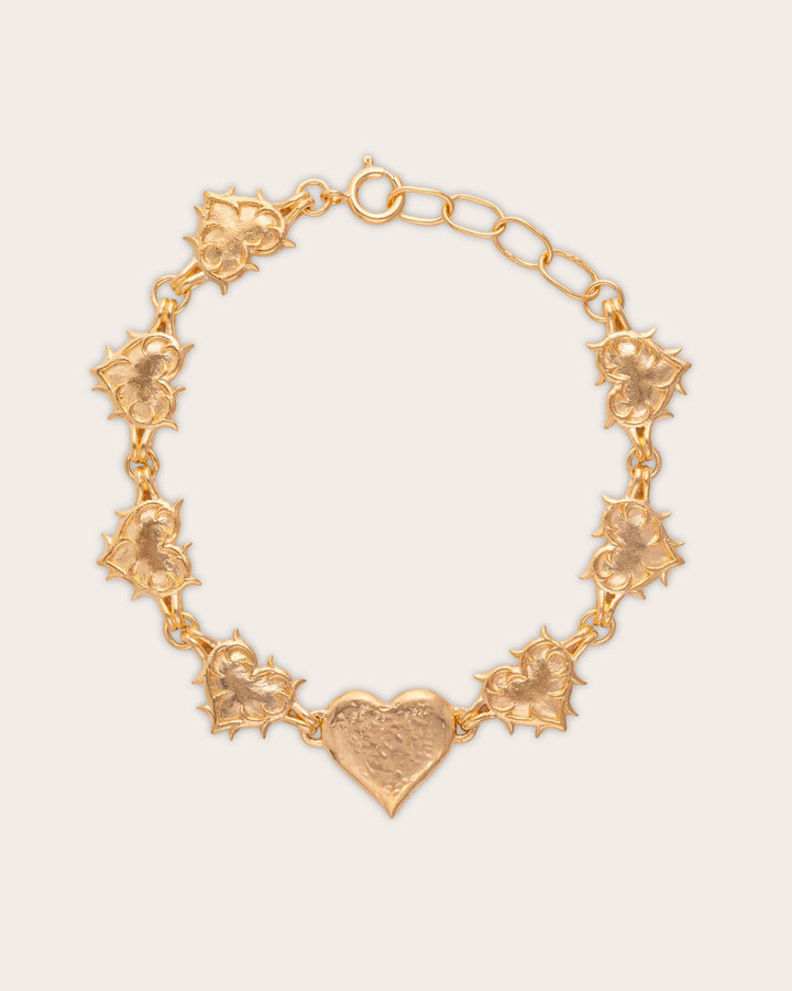Vintage Heart Chain Bracelet In Gold
