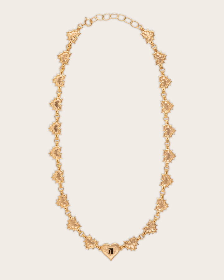 Vintage Heart Chain Necklace In Gold
