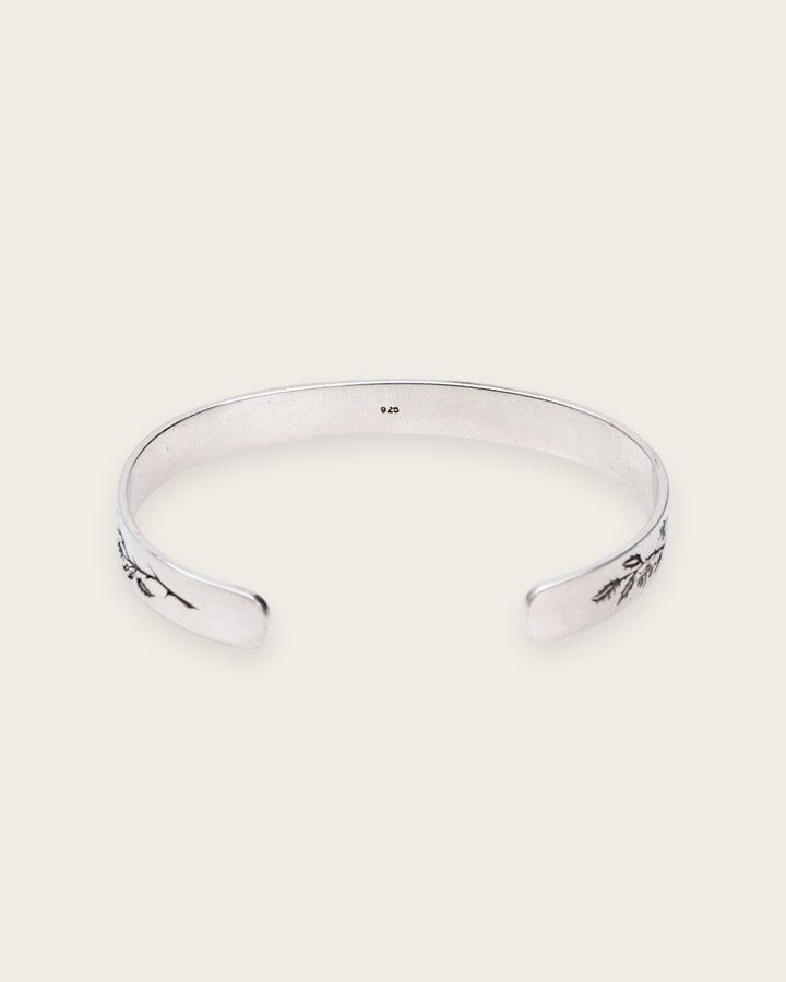 ENGRAVED ROSE CUFF IN SILVER
