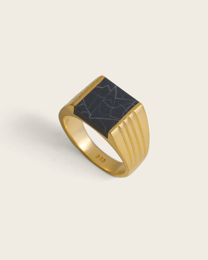 TIE-DYE MARBLE RING IN GOLD