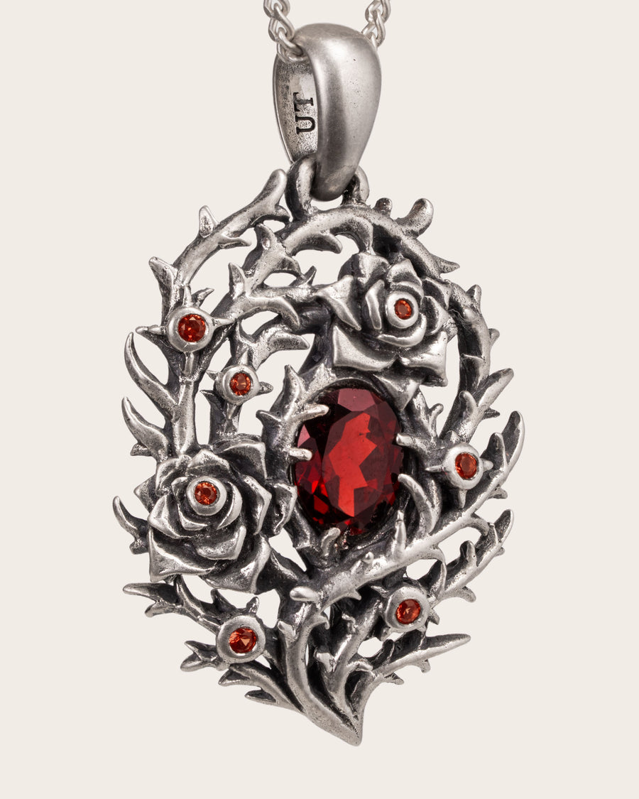BLOOD ROSE THORN PENDANT IN SILVER