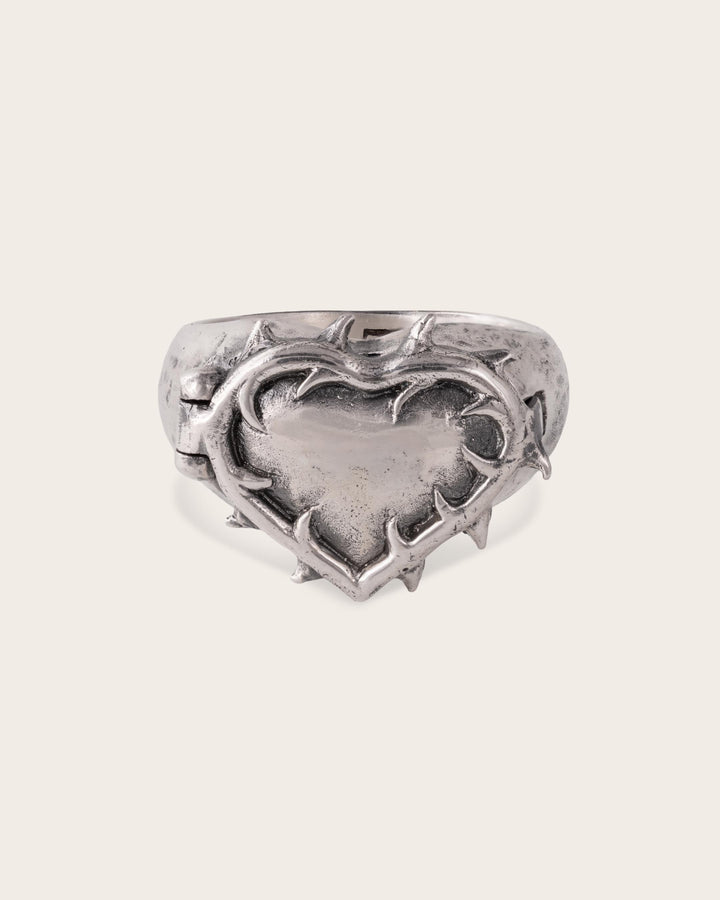 Vintage Thorn Heart Ring In Silver
