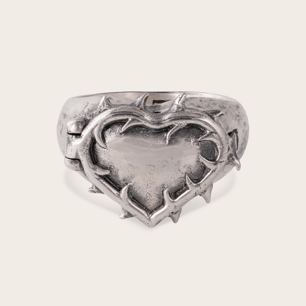 Vintage Thorn Heart Ring In Silver
