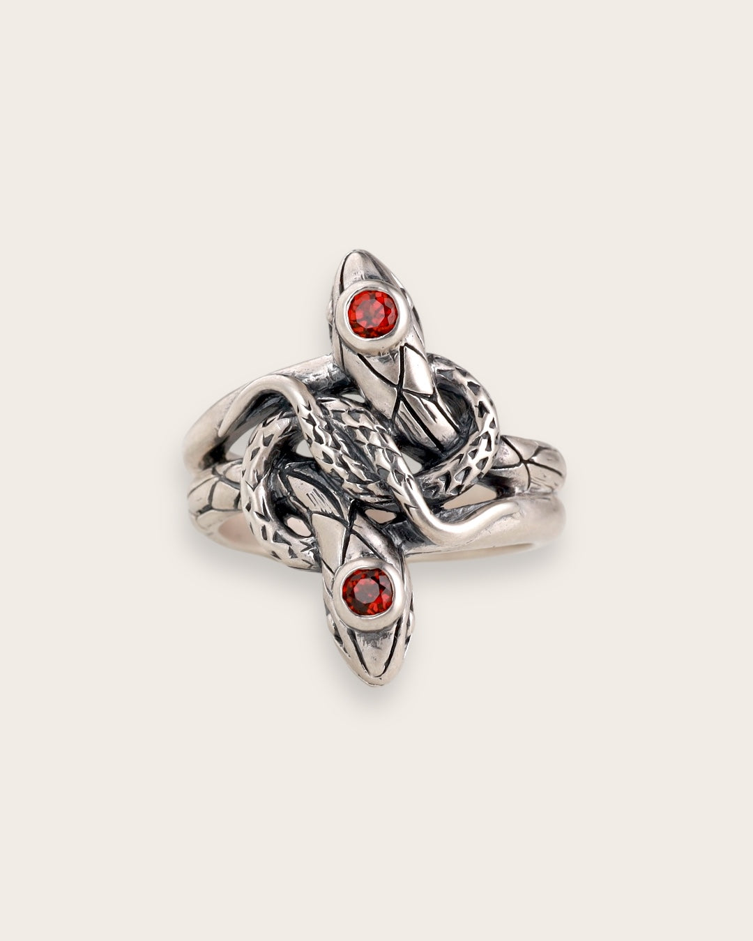 SNAKE GEMSTONE RING IN SILVER