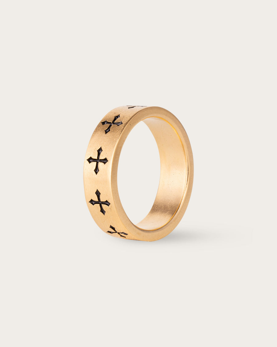 CROSS BAND RING IN GOLD