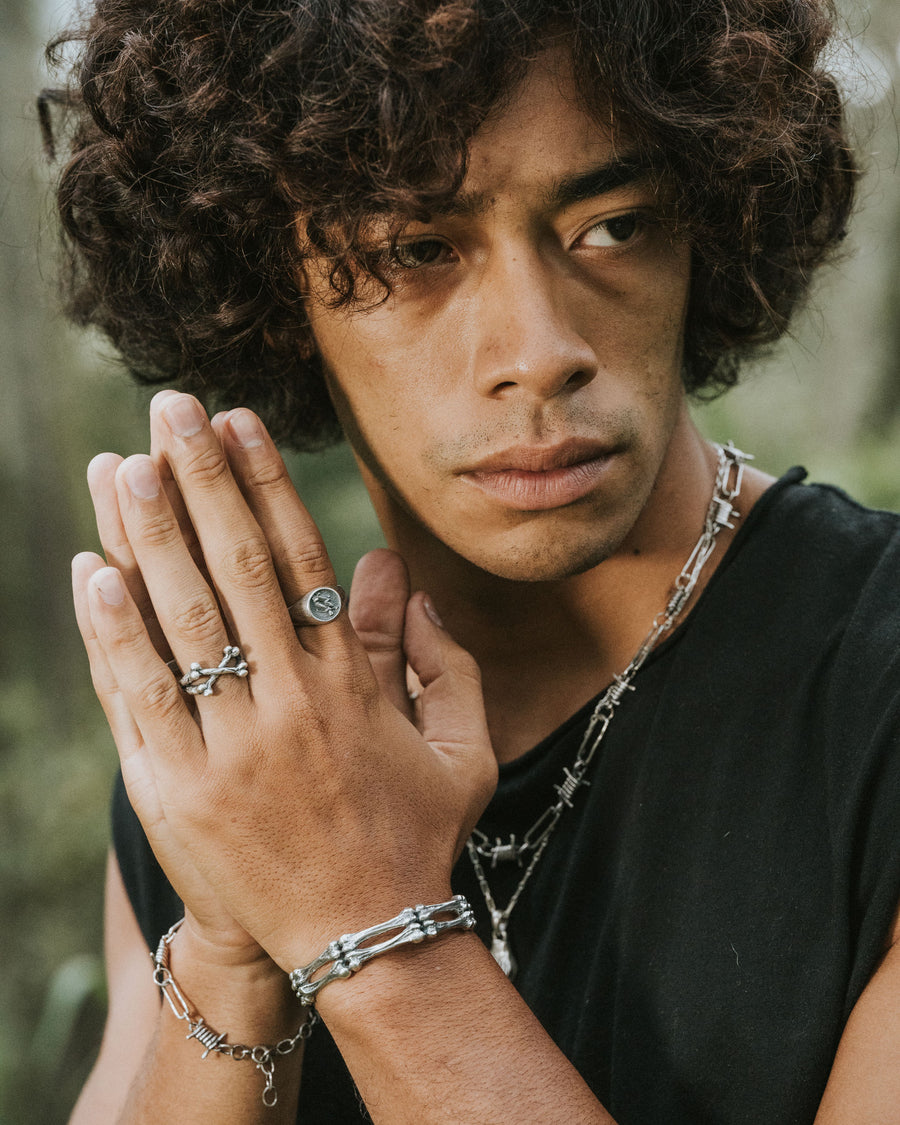 BONE RING IN SILVER