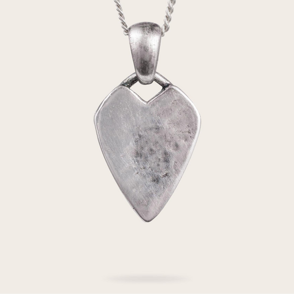 Sharp Heart Tag Pendant In Silver