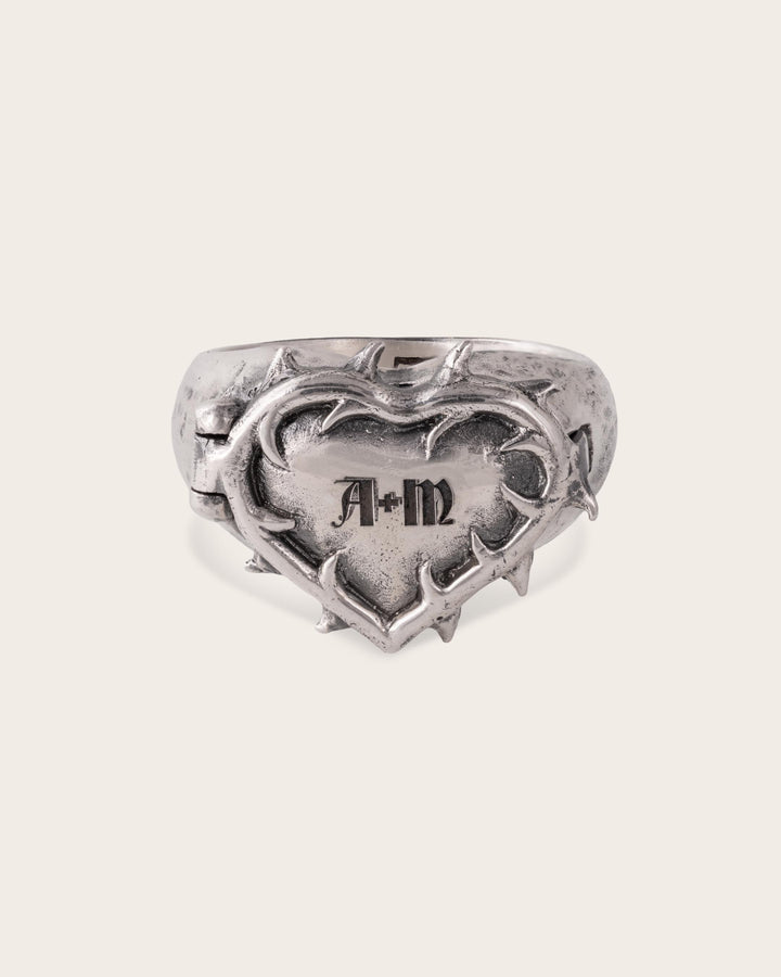 Vintage Thorn Heart Ring In Silver