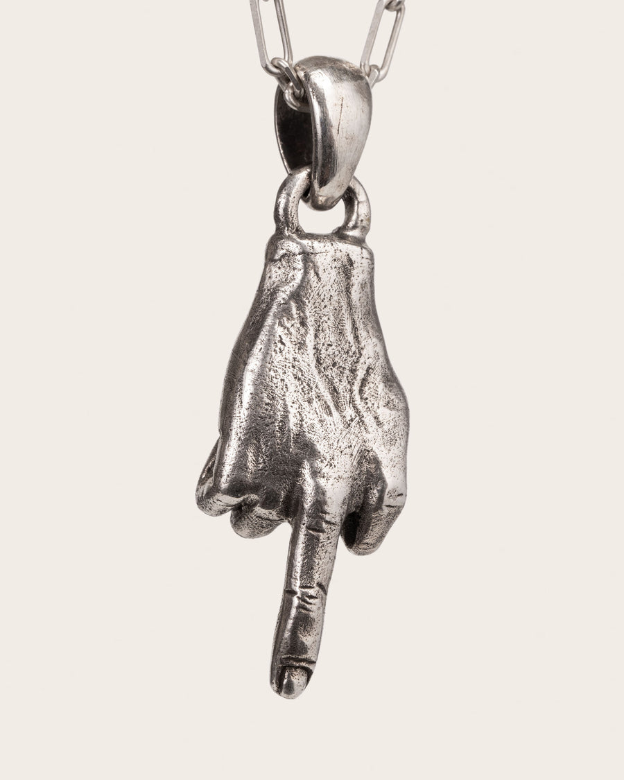 MIDDLE FINGER PENDANT IN SILVER