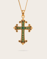 EMERALD CROSS PENDANT IN GOLD