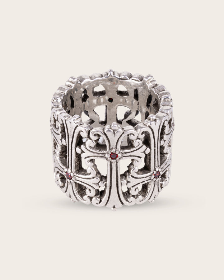 CROSS RING IN SILVER