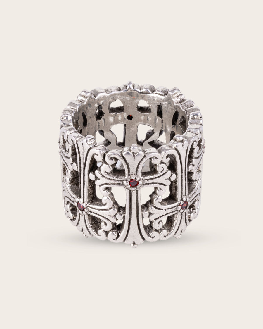 CROSS RING IN SILVER