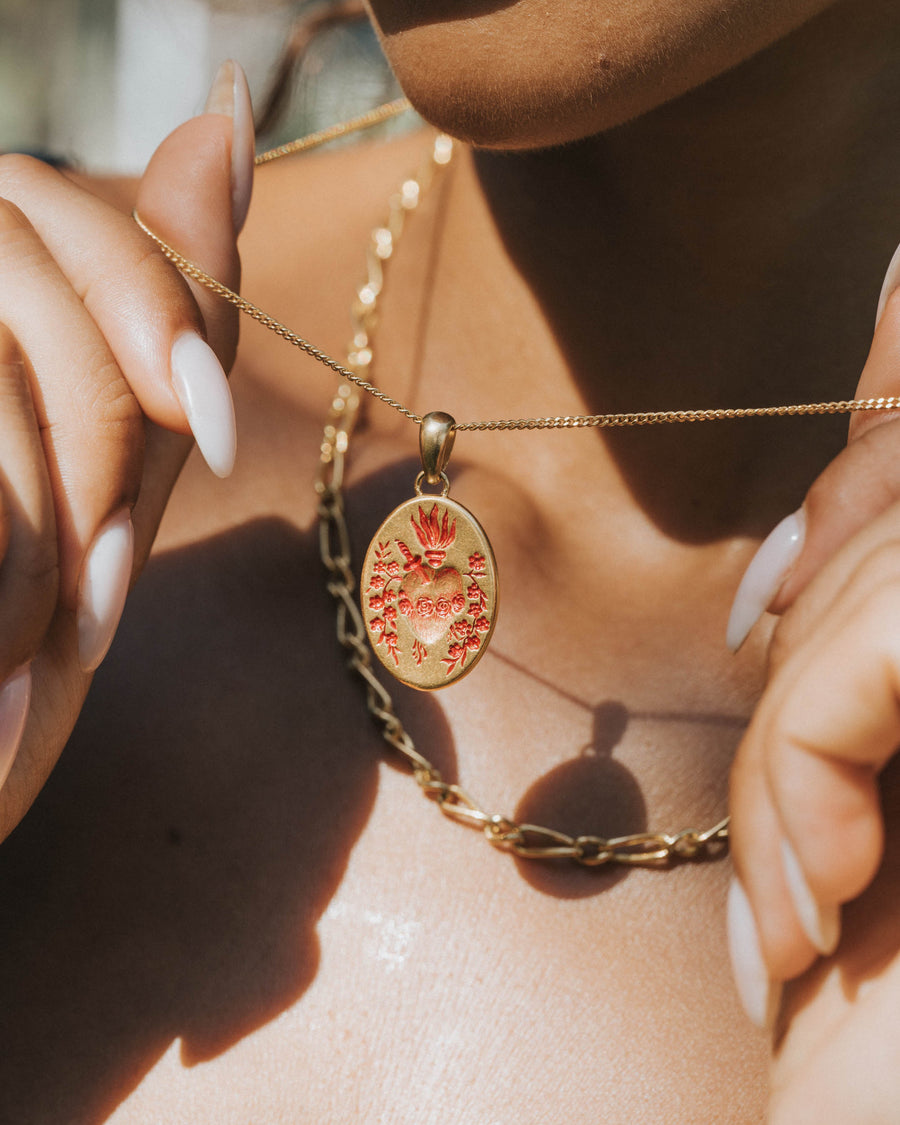 PINK HEART PENDANT IN GOLD