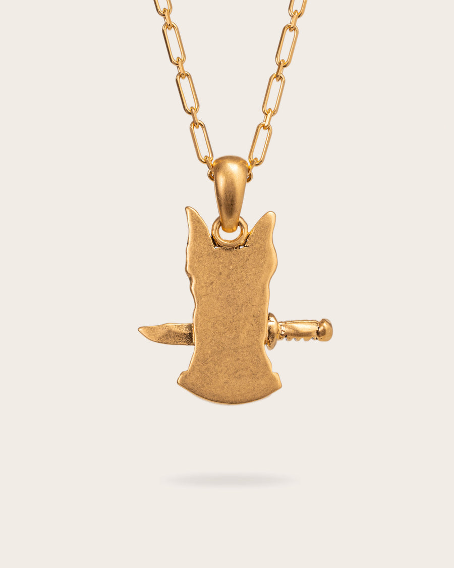 DOG AND DAGGER PENDANT IN GOLD