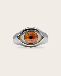 BROWN EYE RING IN SILVER