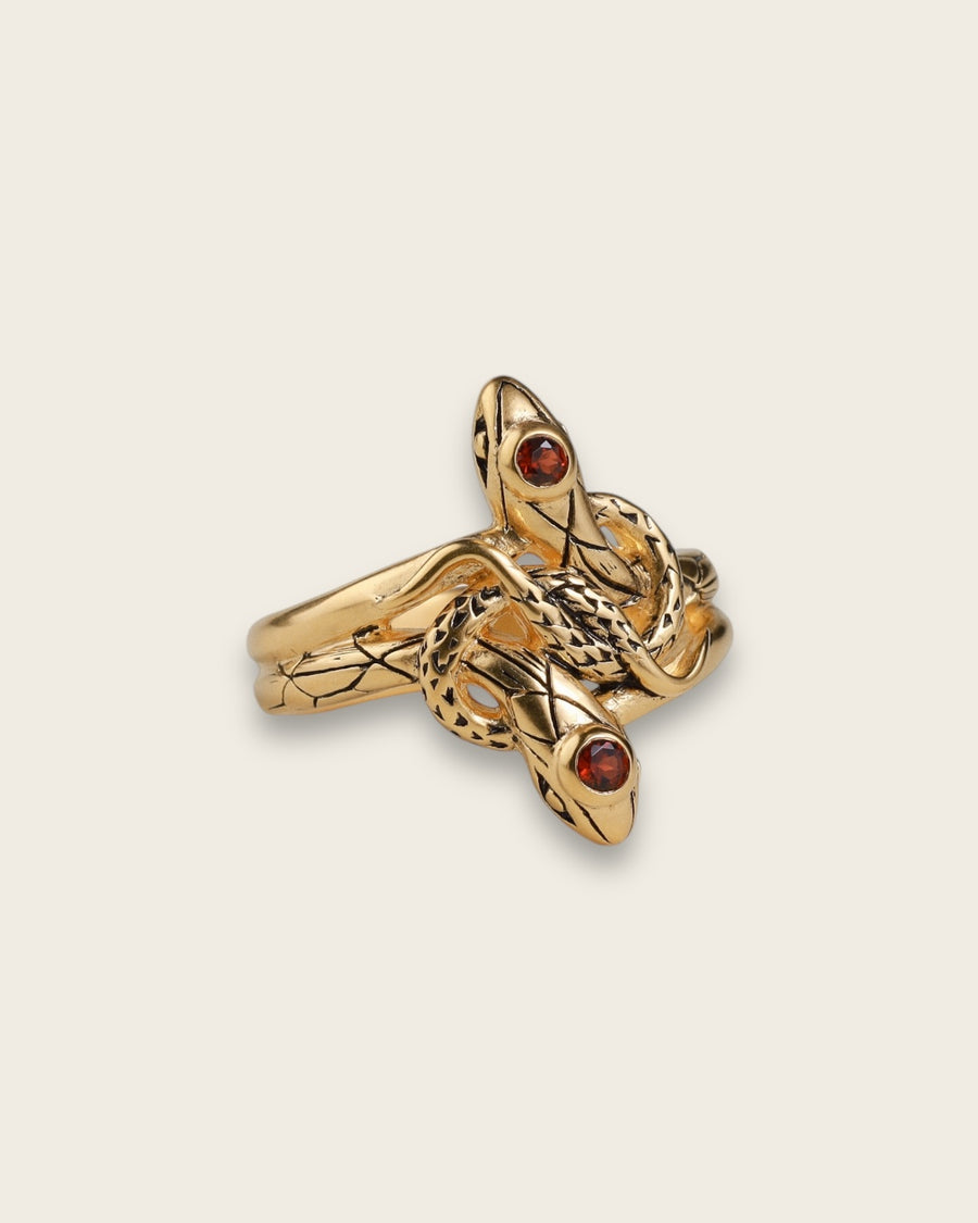 SNAKE GEMSTONE RING IN GOLD