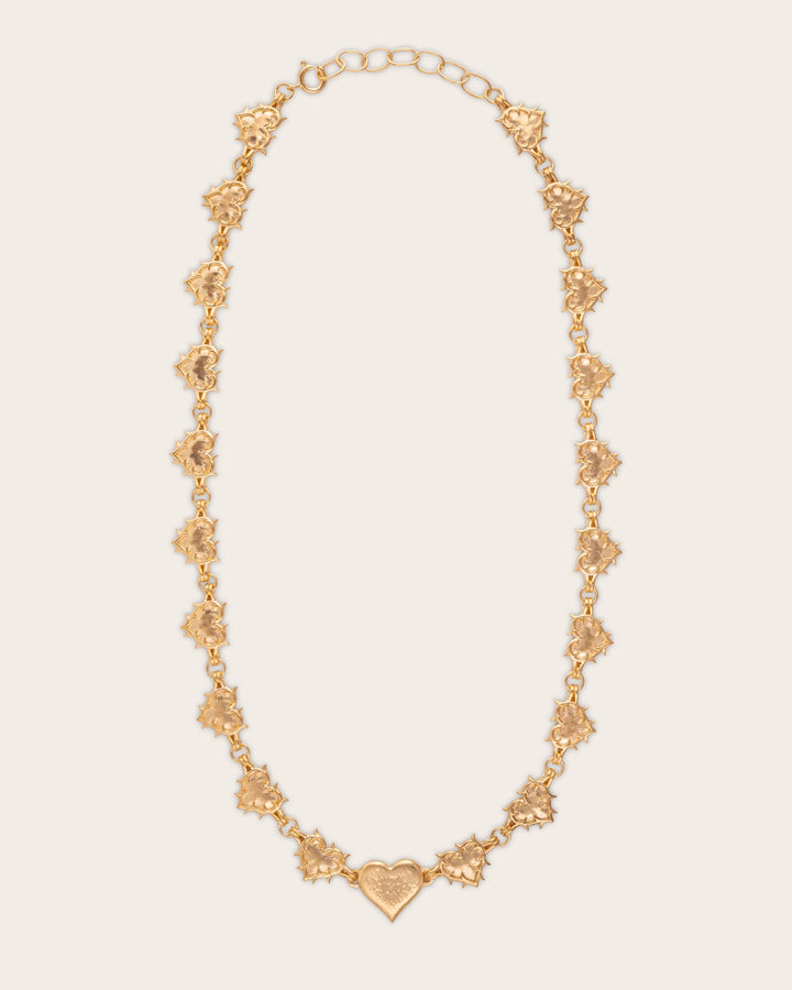 Vintage Heart Chain Necklace In Gold
