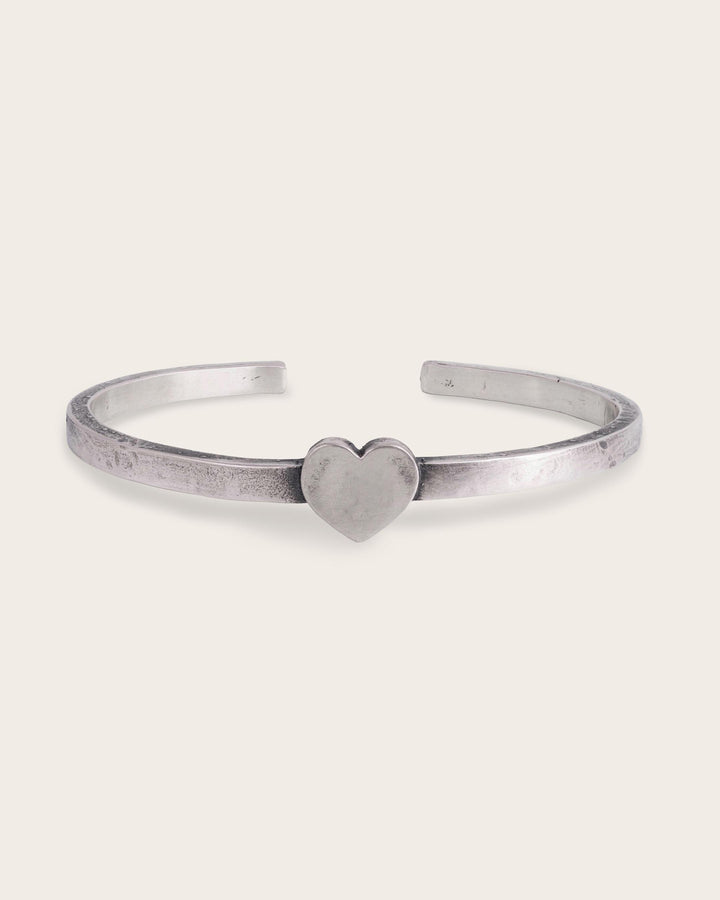 Vintage Heart Cuff In Silver