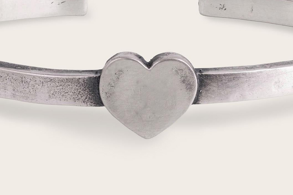 Vintage Heart Cuff In Silver