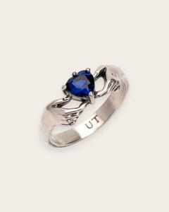 BLUE STONE HAND RING IN SILVER