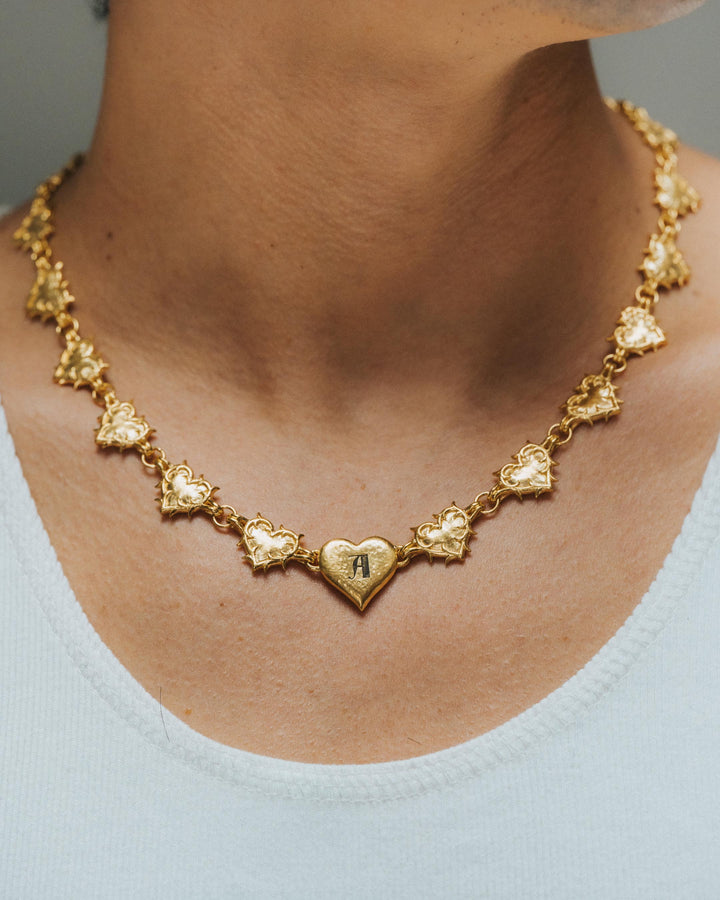 Vintage Heart Chain Necklace In Gold