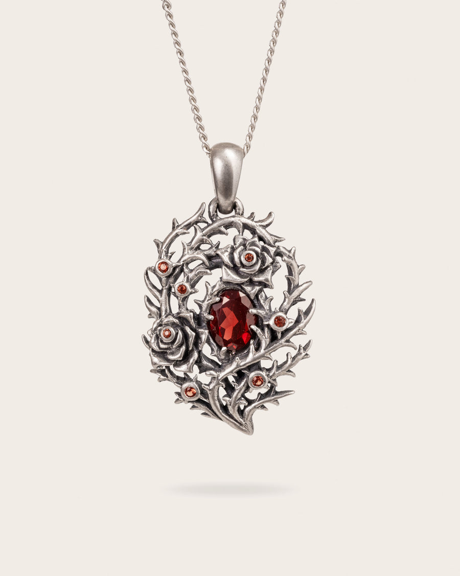 BLOOD ROSE THORN PENDANT IN SILVER