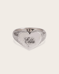 Vintage Heart Signet Ring In Silver