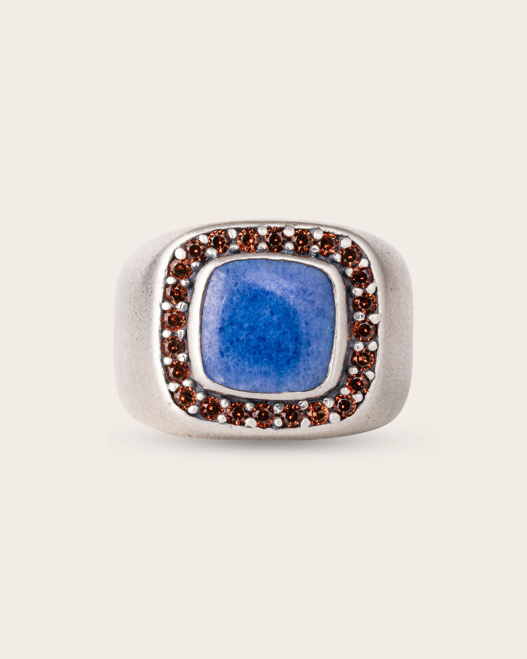 BLUE & RED LEOPARD GEMSTONE RING IN SILVER