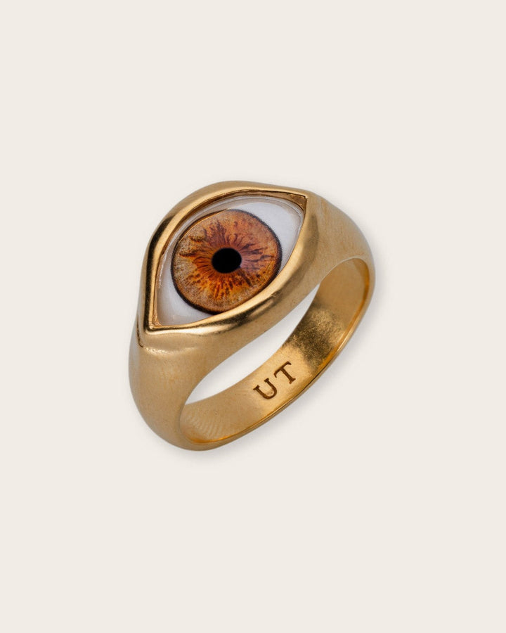 BROWN EYE RING IN GOLD