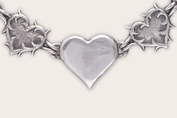 Vintage Heart Chain Bracelet In Silver
