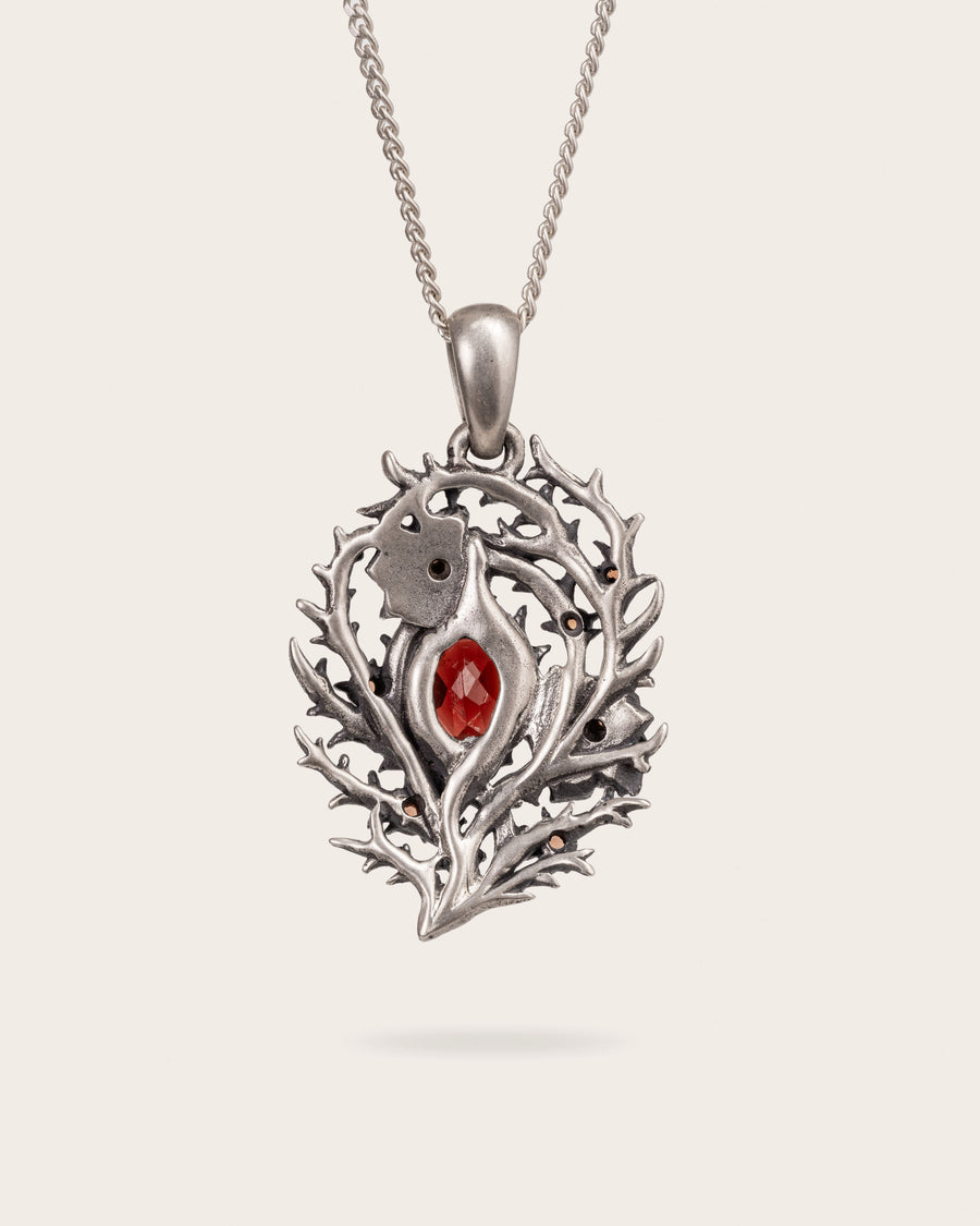 BLOOD ROSE THORN PENDANT IN SILVER