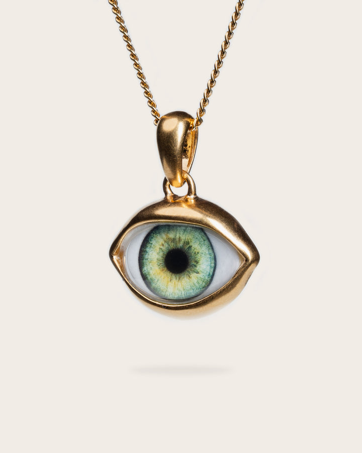 GREEN EYE PENDANT IN GOLD