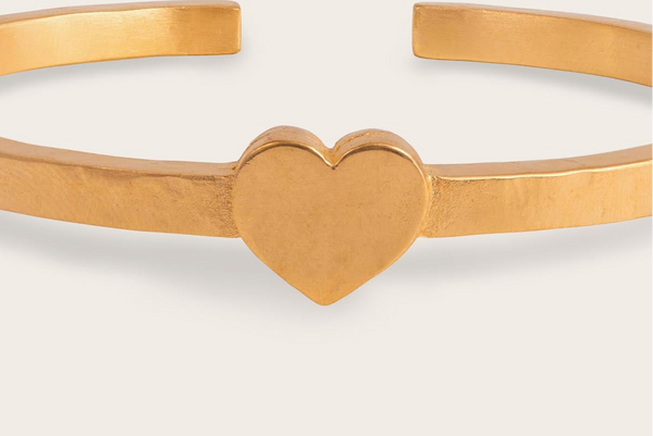 Vintage Heart Cuff In Gold