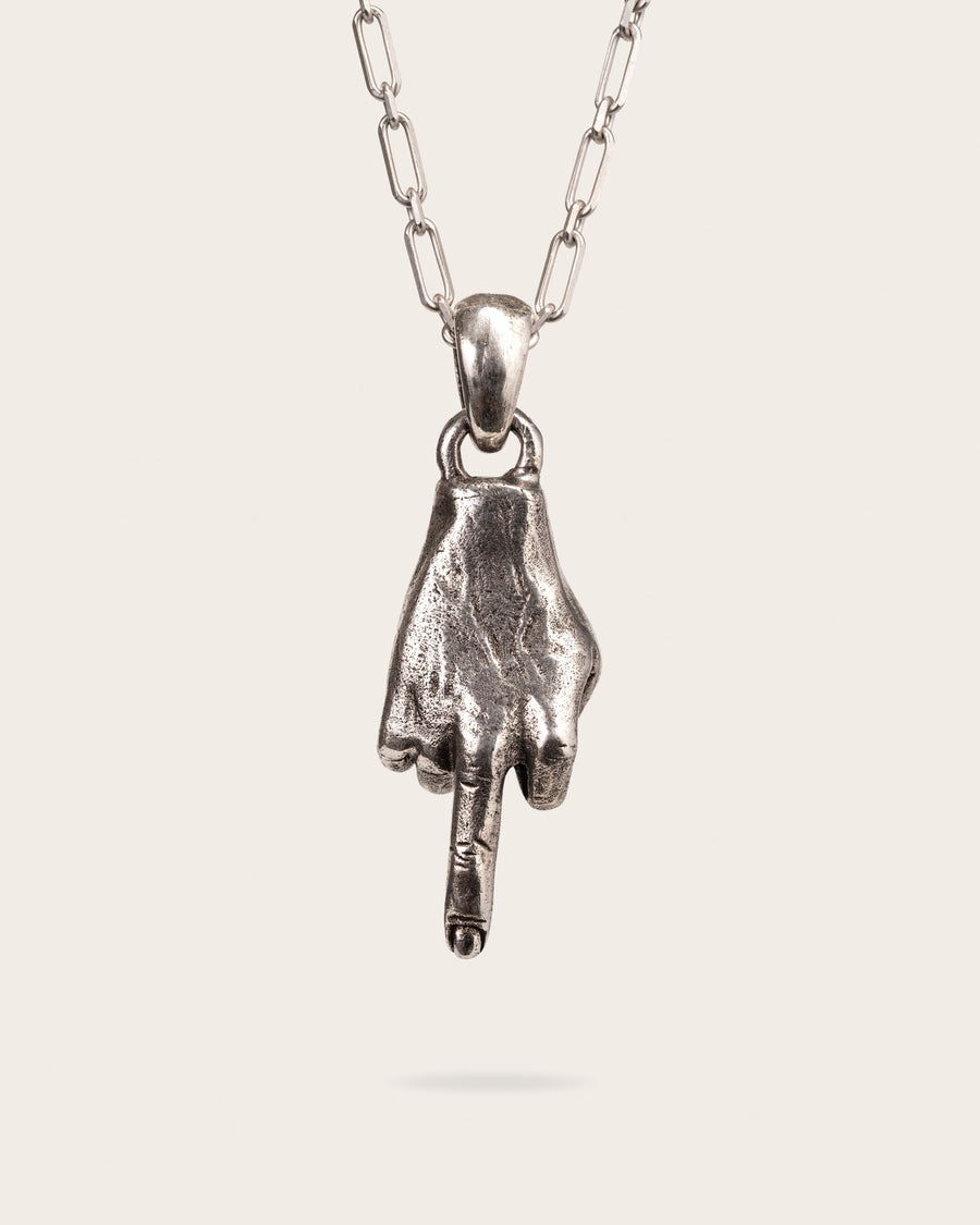 MIDDLE FINGER PENDANT IN SILVER