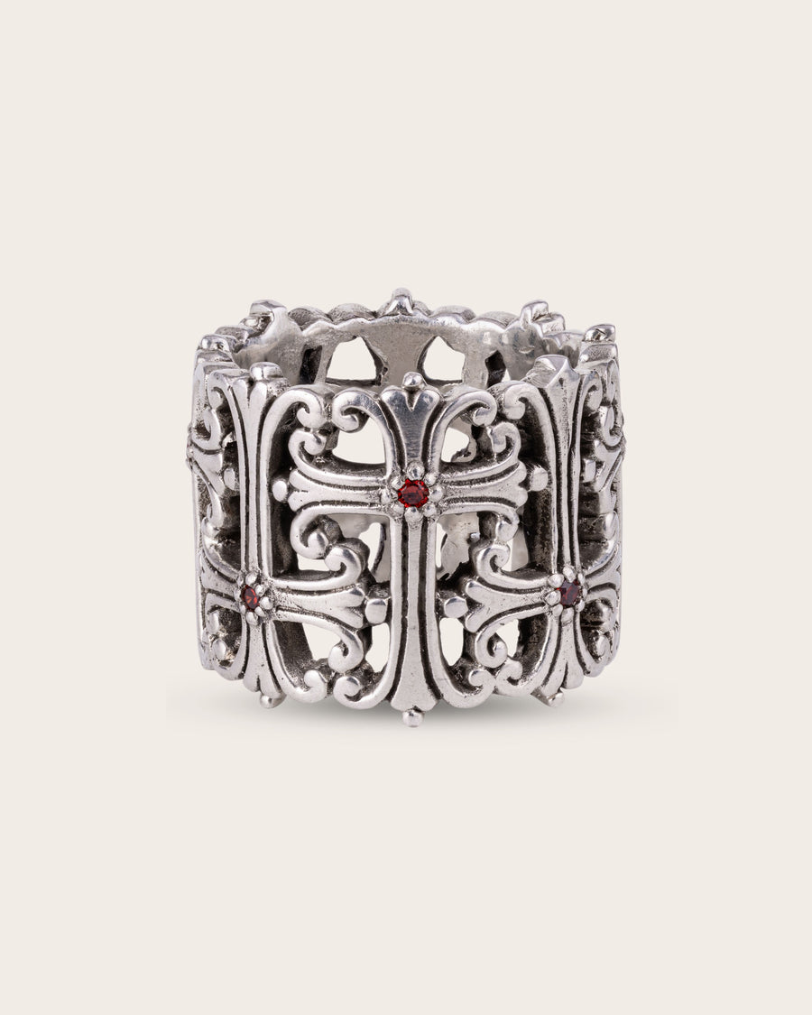 CROSS RING IN SILVER