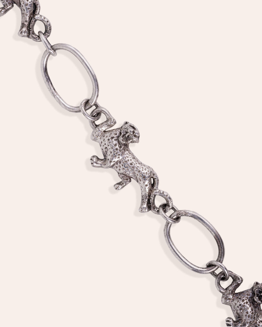 LEOPARD NECKCHAIN IN SILVER
