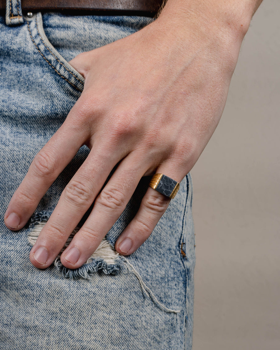 TIE-DYE MARBLE RING IN GOLD