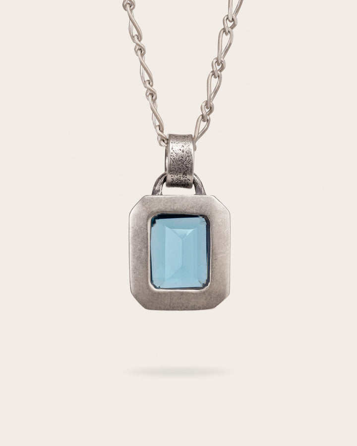 ICE BLUE GEMSTONE PENDANT IN SILVER