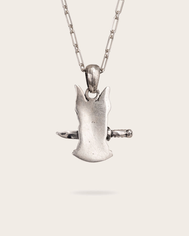DOG AND DAGGER PENDANT IN SILVER