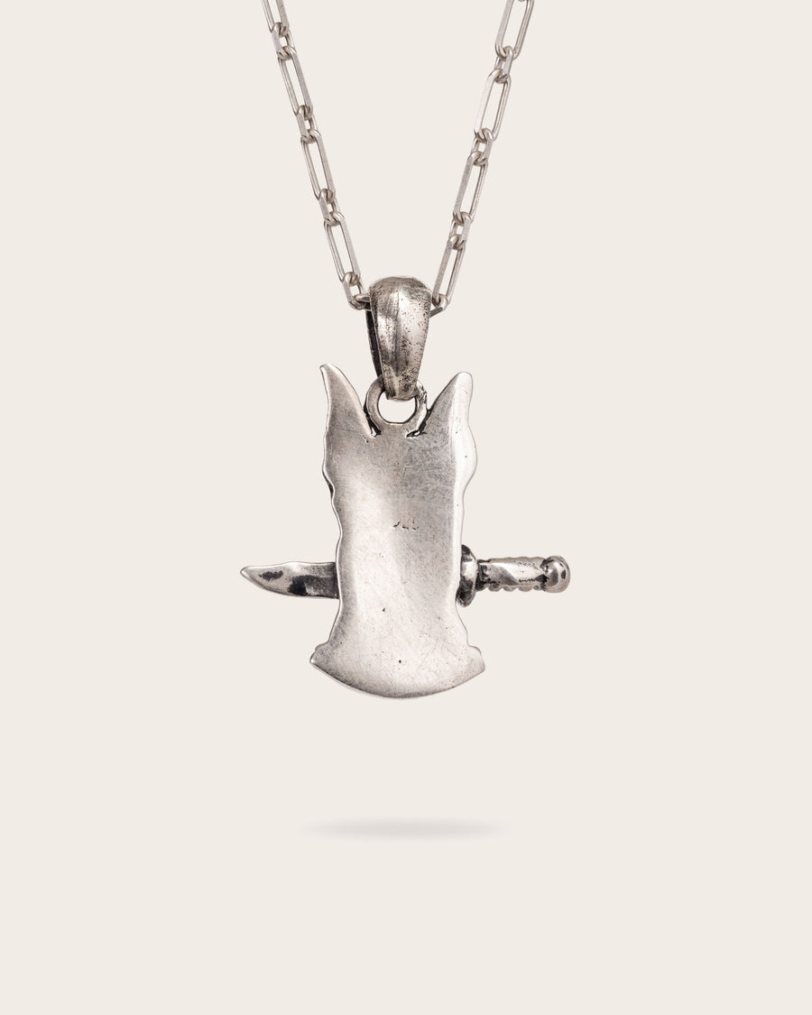 DOG AND DAGGER PENDANT IN SILVER
