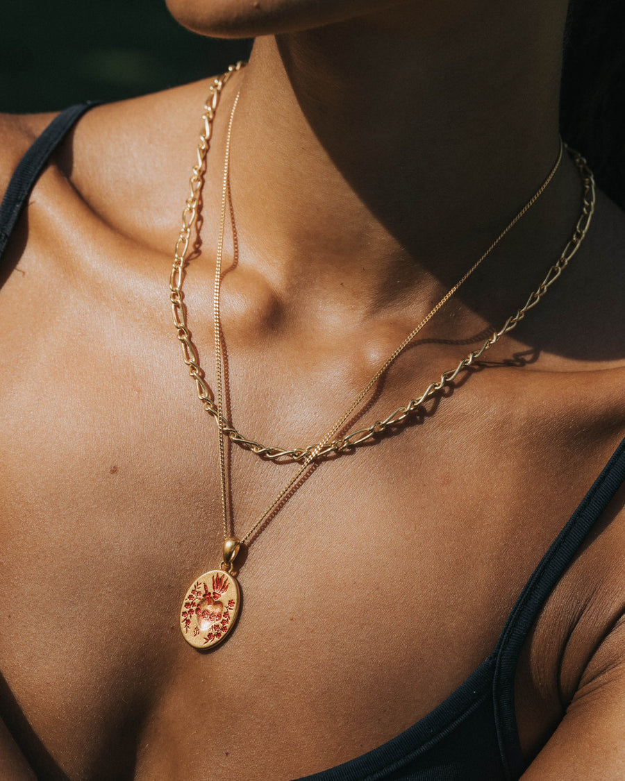 PINK HEART PENDANT IN GOLD