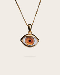 BROWN EYE PENDANT IN GOLD