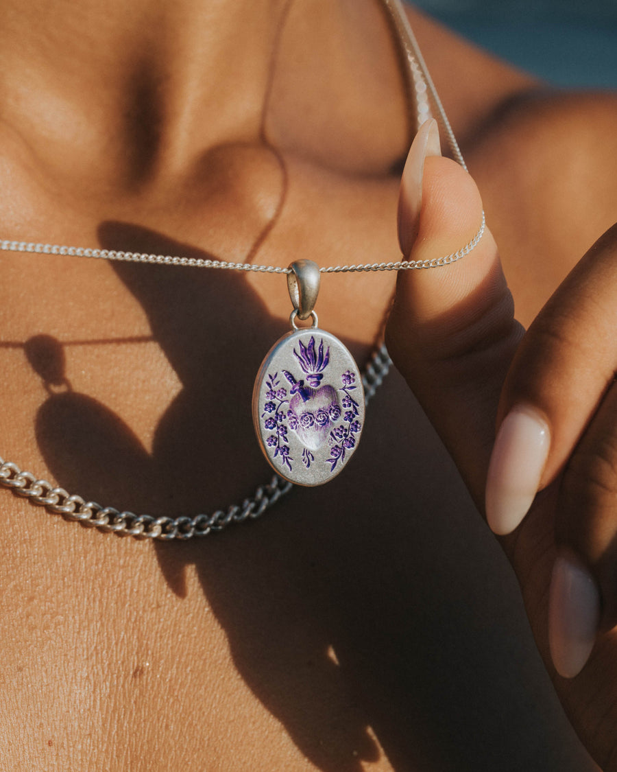 PURPLE HEART PENDANT IN SILVER